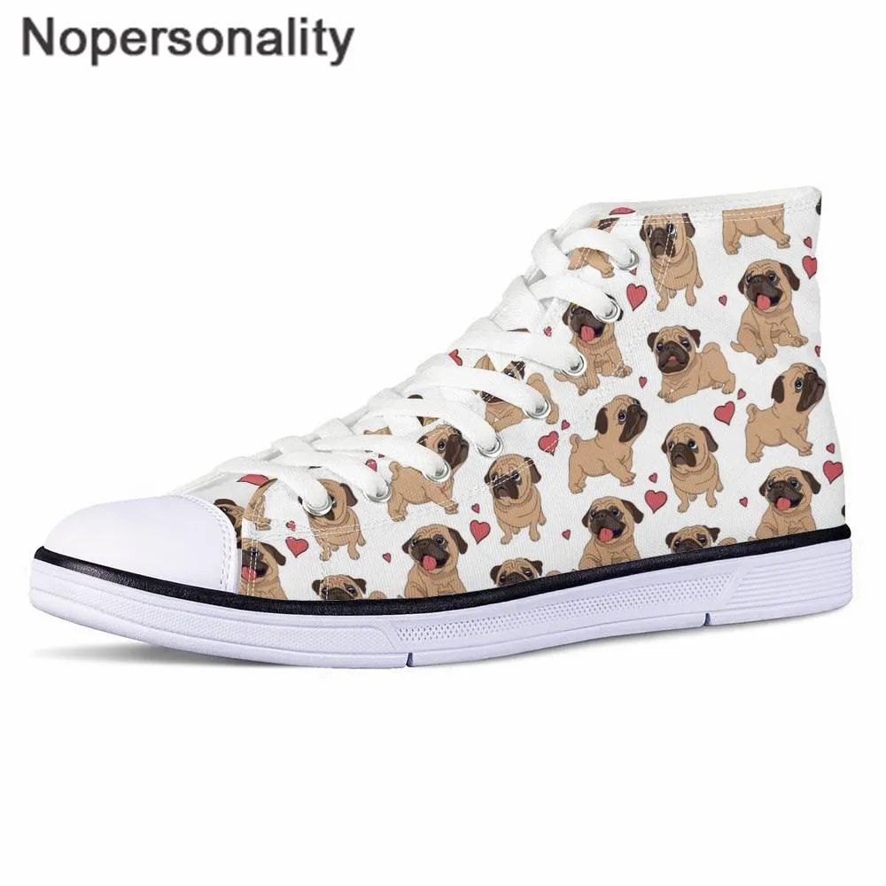 Кеды Nopersonality женские высокие Вулканизированная подошва с принтом собаки на