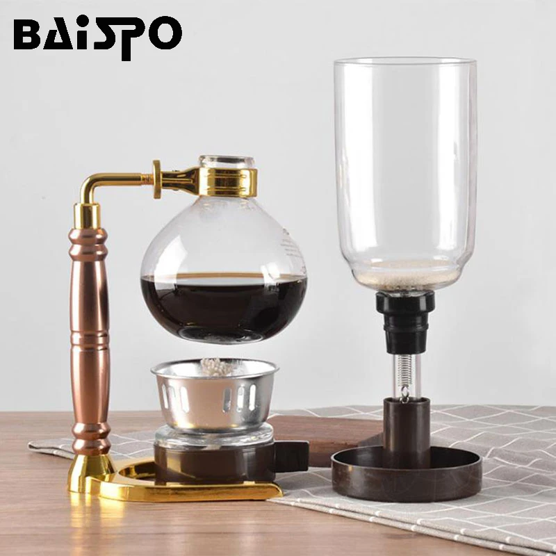Baispo вакуумная Кофеварка набор 3 чашки сифон горшки фильтры чай в японском стиле