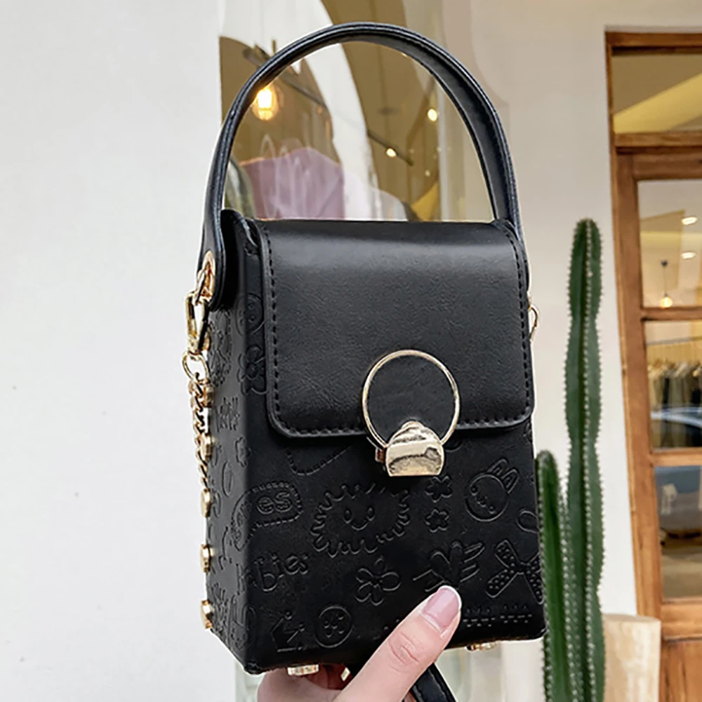 

Design Small PU Leather Crossbody Bag for Women 2021 Winter Branded Chain Designer Shoulder Handbag Female Trend Totes Purses