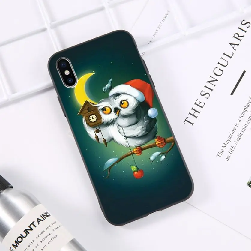 

HTxian Cartoon cute animal owl Black Soft Shell Phone Cover for iPhone 11 pro XS MAX 8 7 6 6S Plus X 5 5S se 2020 XR case