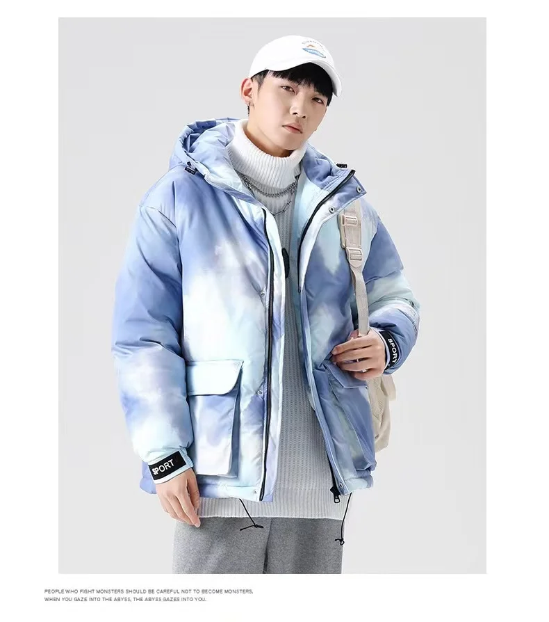 Girafe Men's Warm Thicken Fashion Coat Oversize Winter Casual Jacket Male Streetwear Hip Hop Coat Tie-dyed down Jacket