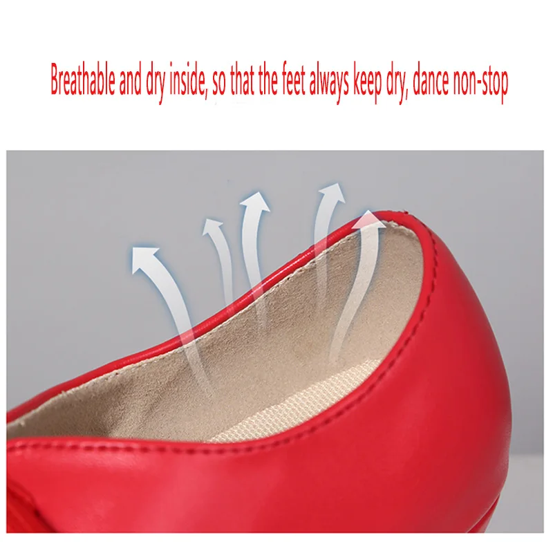 New Professional Strip women Latin Dance Shoes jazz Ballroom Tango Modern Soft bottom red Dance shoes Square Low Heels EU34-42