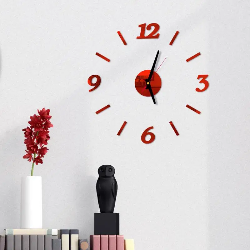 

3D Mute Mirror Clock DIY Stickers Wall Clocks Self-Adhesive Home Living Room Decoration Creative Acrylic Quartz Hanging Clock