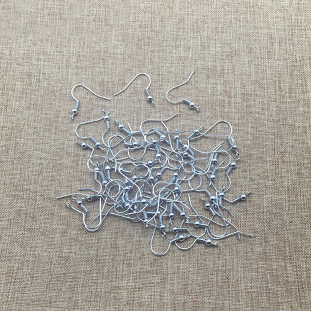 100pcs Rhodium Silver Plated Earring Hooks Fish Hook Earrings For DIY Jewelry Findings & Components Women Accessories - купить по
