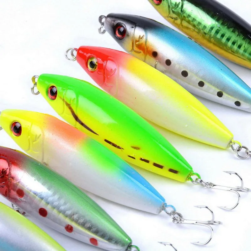 Ankeyeng 8 шт. Topwater приманка Isca искусственная 3DEye приманка для рыбалки карандаш 8 см/12 г плавающая поверхность приманки 6# крючок для морской рыбалки