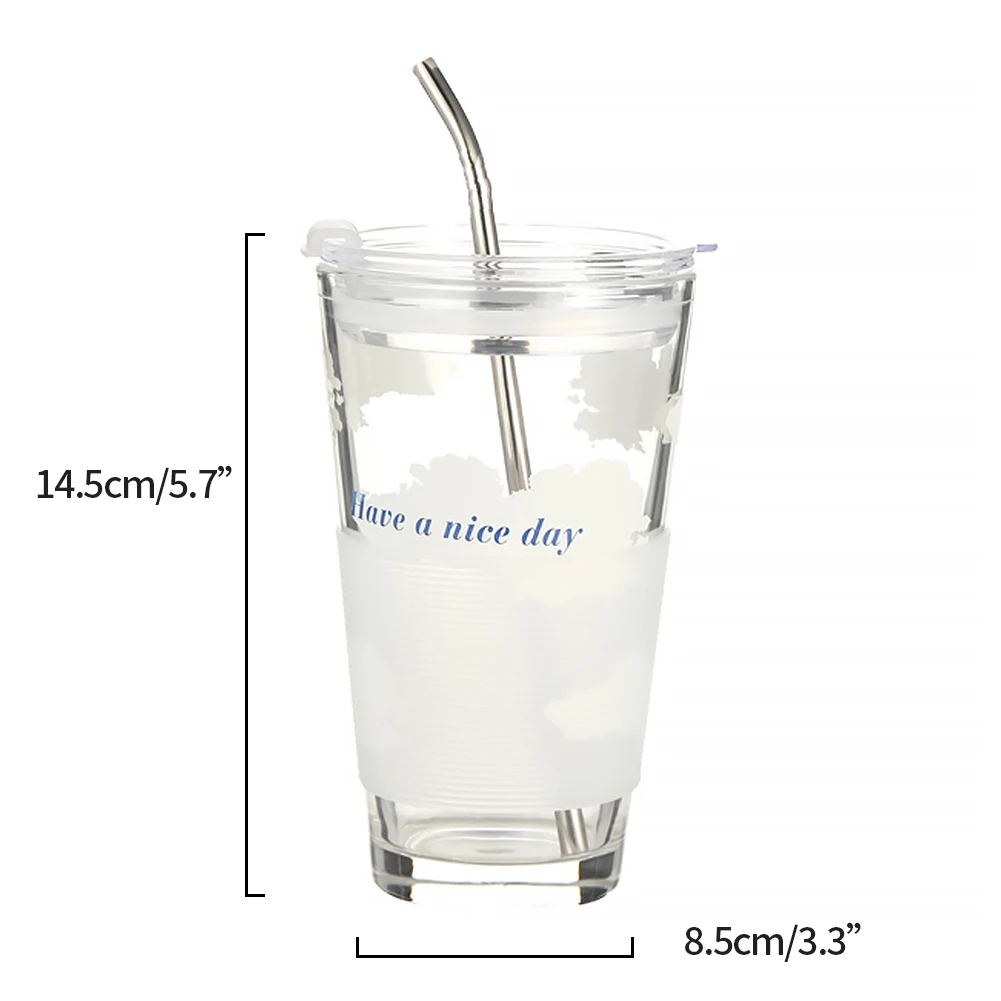 

Heat Resistant Glass Cup Beer Beverage Highball Coffee Cup Set Tea Glass Whiskey Glasses Water Cup Mug Drinkware with Straw