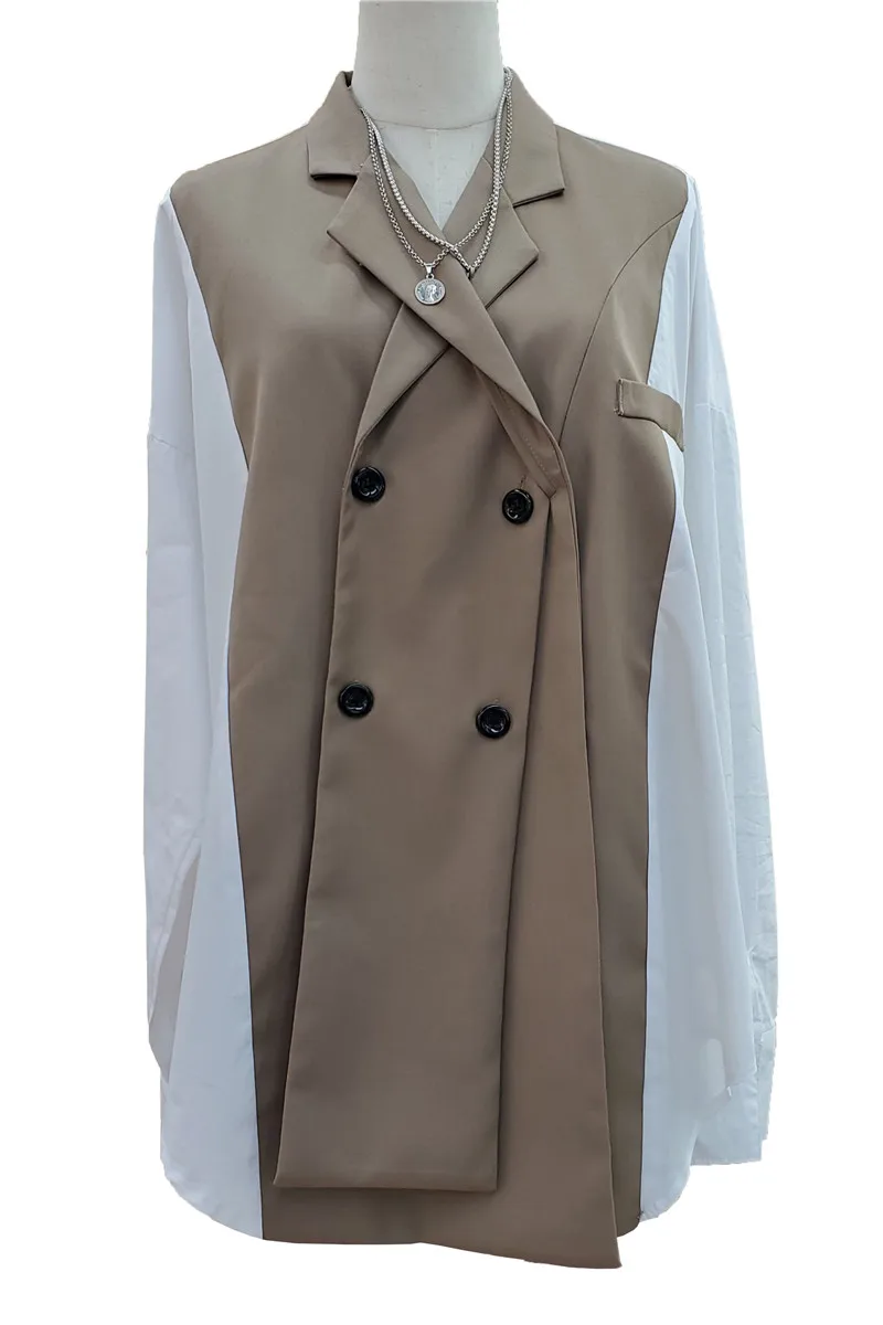 

Shirt Women's Design New Style Irregular Shirt Spring 2021 New Fashion Patchwork Blouse Large Size Top