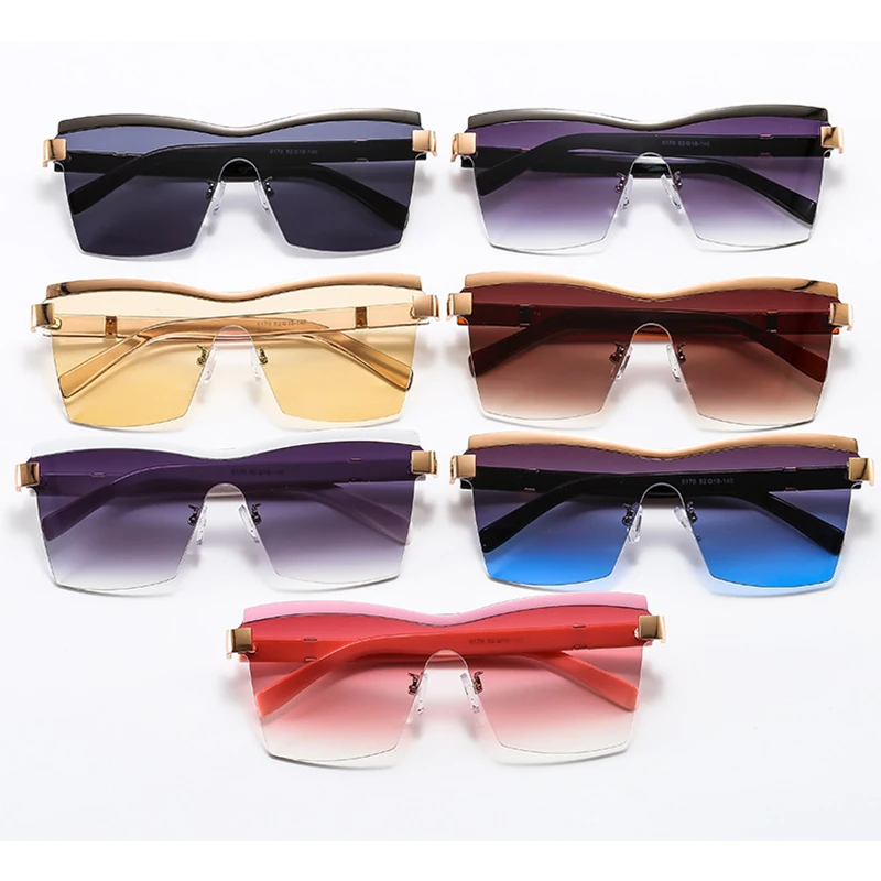 

Square Gradient Sunglasses Men Women Oversized Rimless Brand Designer Retro Sun Glasses Ladies Unisex Shades Oculos UV400