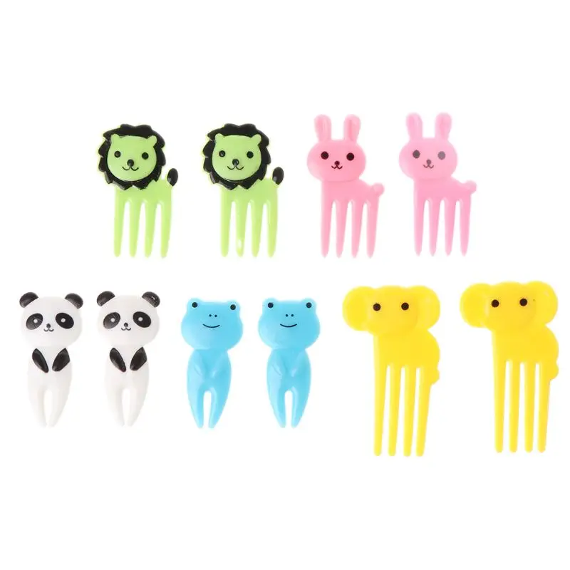 

10Pcs Mini Kawaii Animal Farm Cartoon Fork Fruit Toothpick Sign Bento Lunches