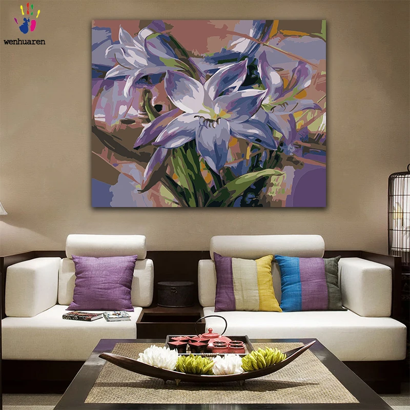 DIY картинки для раскраски по номерам с цветами фиолетовая бабочка на маргаритке