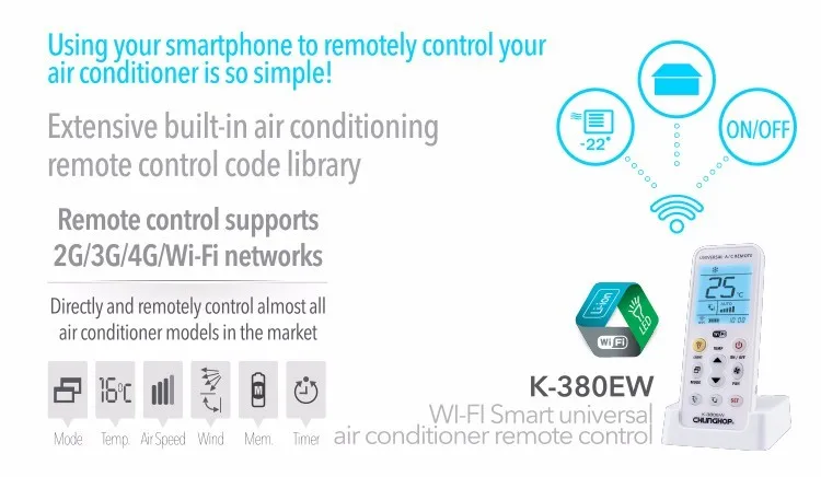 Wifi универсальный A/C Контроллер кондиционер пульт дистанционного управления CHUNGHOP K-380EW