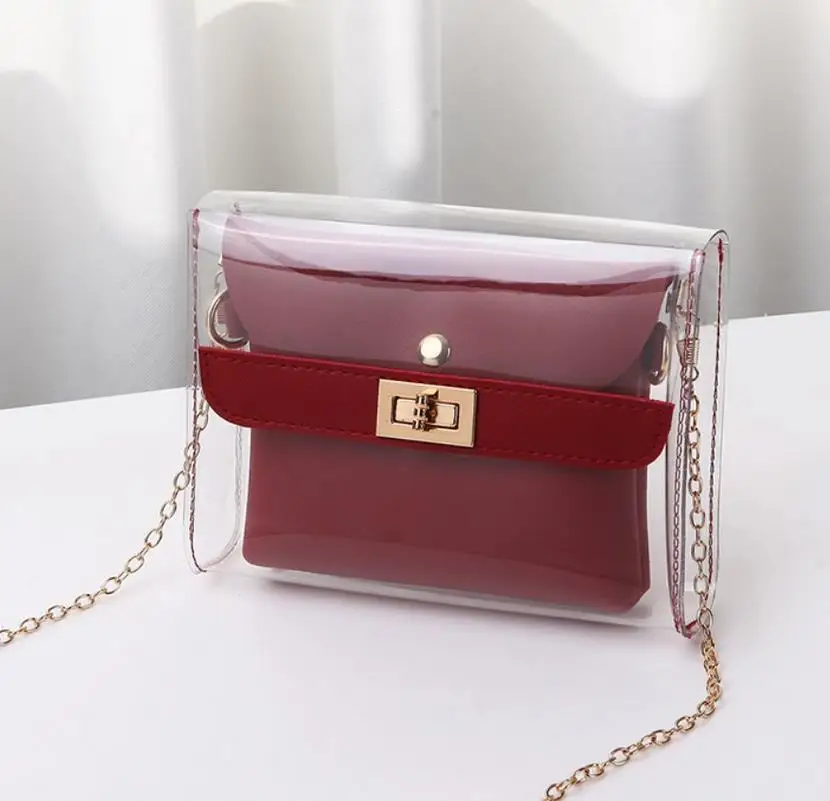 Новая женская прозрачная сумка через плечо кошелек с золотой цепочкой | Багаж и