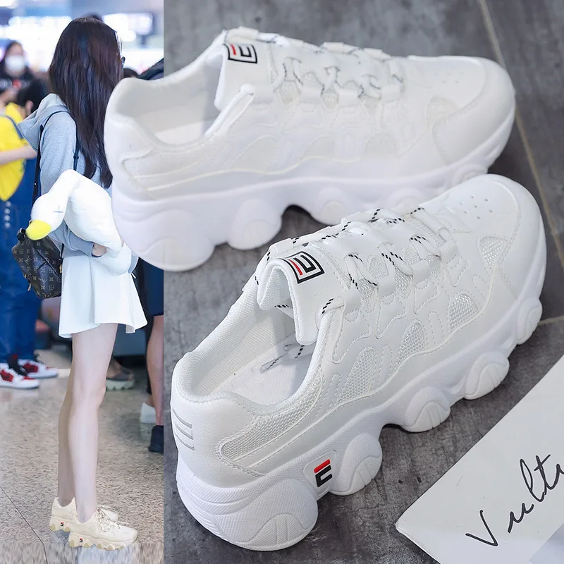 

2020 Women's Sneakers Fashion Casual Flats Non-slip Mesh Casual Walk Sports Shoes Light Breathable Lace Up Walking Sneaker