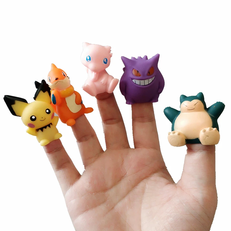 

Bandai Shokugan Pokemon Finger Sets Anime Figure Pikachu Snorlax Action Hand Puppet Parent-Child Interactive Kids Toys for Boys