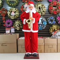 navidad decorative electric blowing saxophone santa claus decoration christmas large scene layout chrismas cosplay