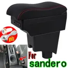 Для Renault Sandero подлокотник интерьер Запчасти специальные модифицированные детали Запчасти автомобиль Подлокотник центральной ящик для хранения с USB светодиодный светильник