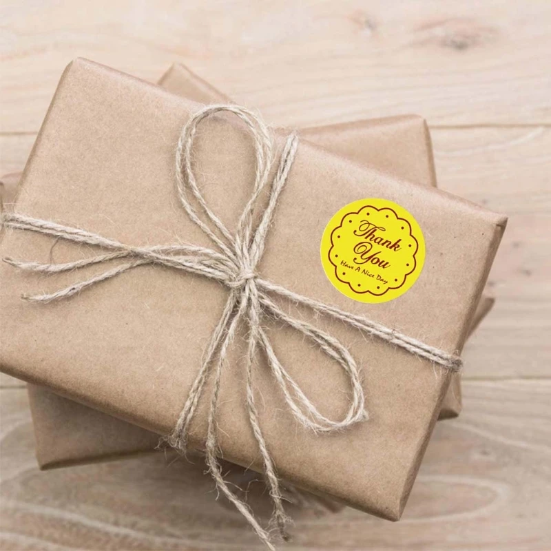 

500pcs Thank You Stickers Handmade Gift Package Seal Labels Scrapbooking Decor W8ED