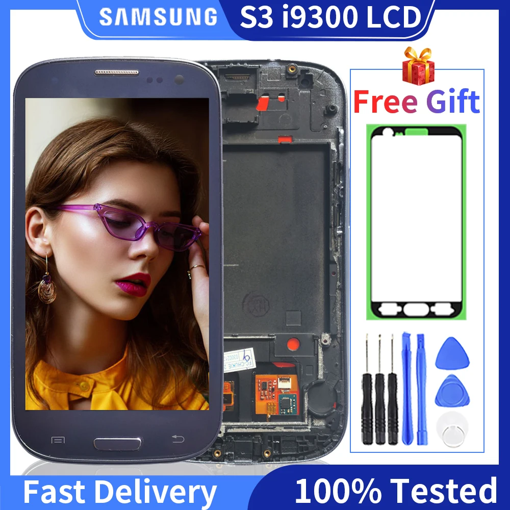 100% Оригинальный Super AMOLED для Ssmusng Galaxy S3 LCD i9300 i9300i сенсорный экран дигитайзер в сборе