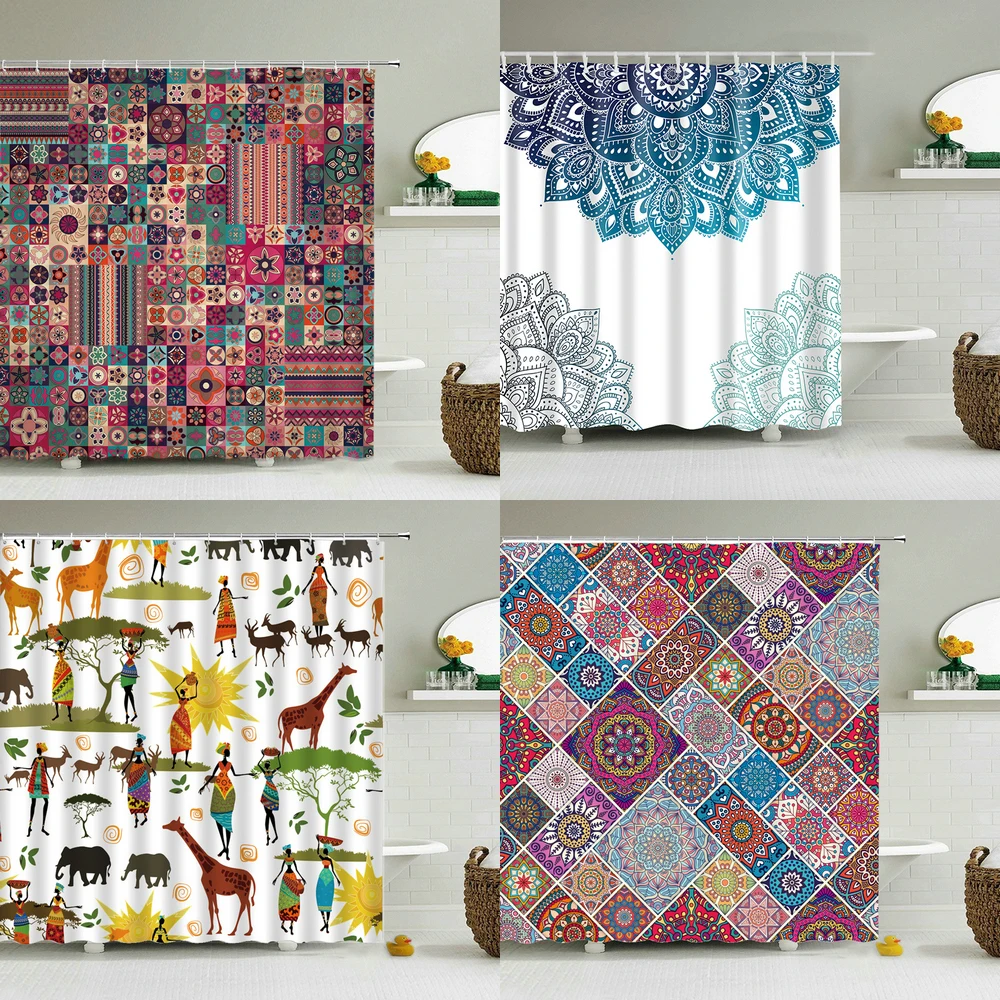 Ретро занавеска для душа с индийской мандалой марокканская ванной устойчивая к