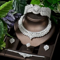 hibride high quality cz 5pcs women jewelry sets angel wing design necklace earring bracelet ring tiaras sets for wedding n 1649