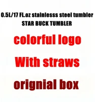 0 5l17 fl oz stainlesss steel tumbler white rainbowl star buck