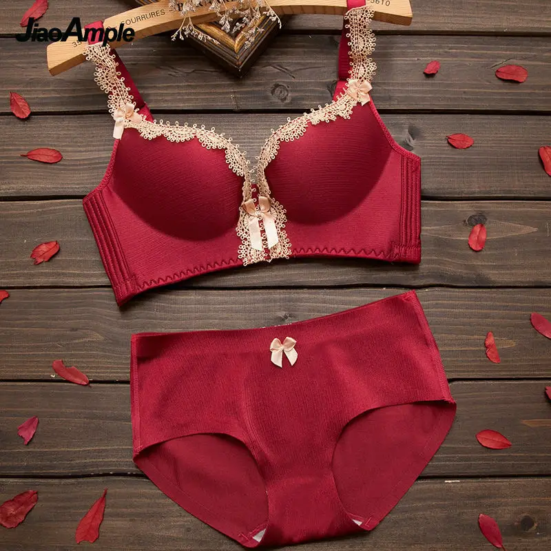 

Женские сексуальные пуш-ап красный комплект нижнего белья, бесшовный бюстгальтер без косточек тонкий бант бюстгальтер краткий набор женск...
