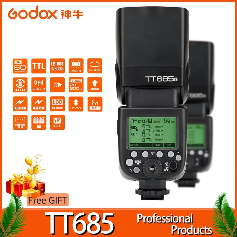 Godox TT685 TT685C TT685N TT685S TT685F TT685O 1/8000s ttl вспышка Speedlite X1T триггер для Canon Nikon sony Fuji Olympus
