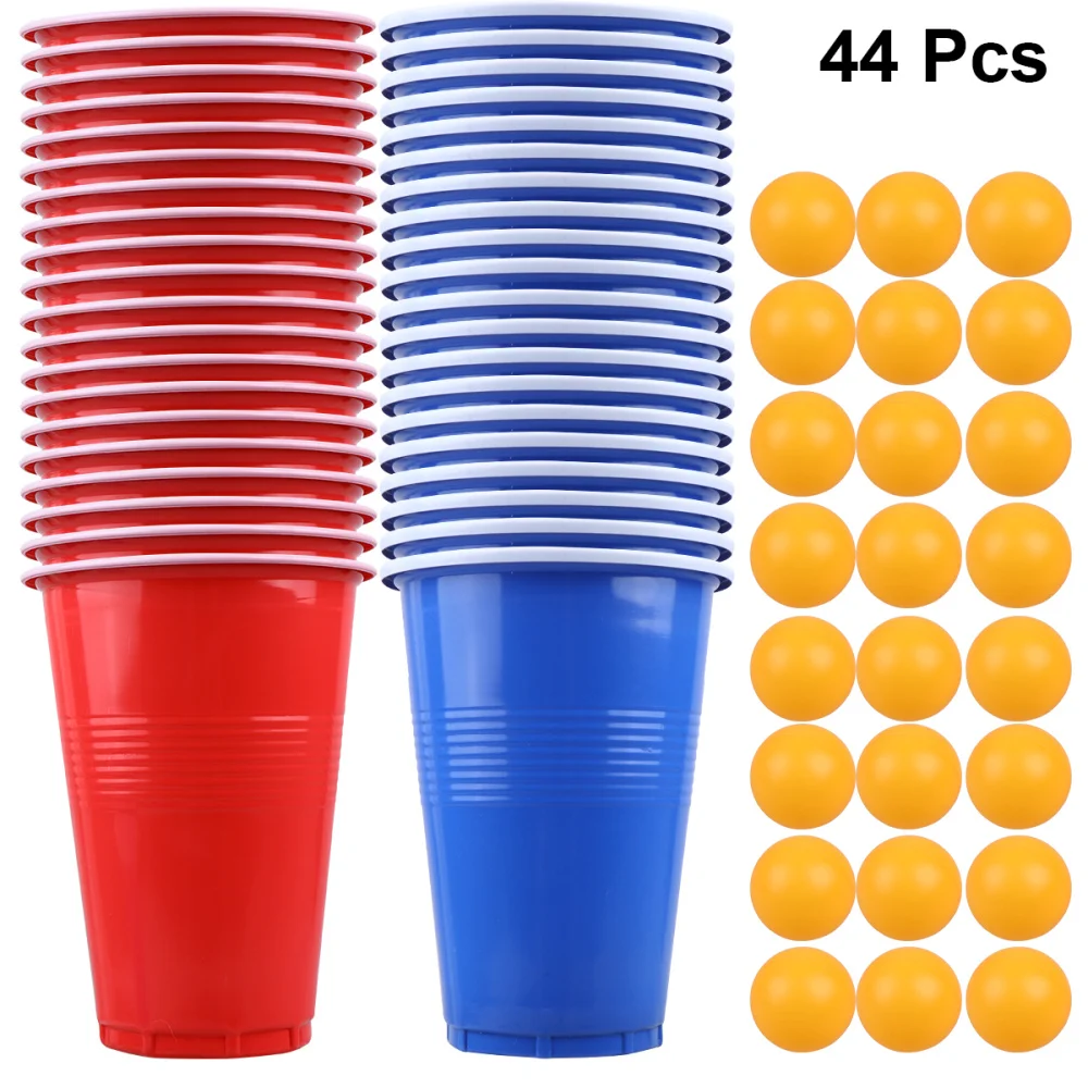 

1 Set of 44pcs Beer Pong Game Kit Tennis Balls Cups Board Games Party Supplies for KTV Bar Pub (20PCS Cups and 24PCS Balls)