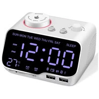 digital alarm clock radio bluetooth speaker1224 hdimmerdual alarmsnoozethermometersleep timer white us plug clock radio
