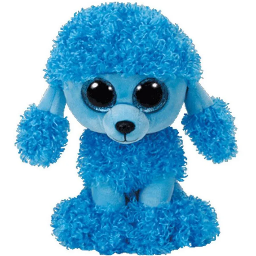 

New 6''15CM Ty Beanie Boos Big Eyes Blue Curly Poodle Plushie Cute Doll Decor Toys Boys Girls Child Birthday Christmas Gift