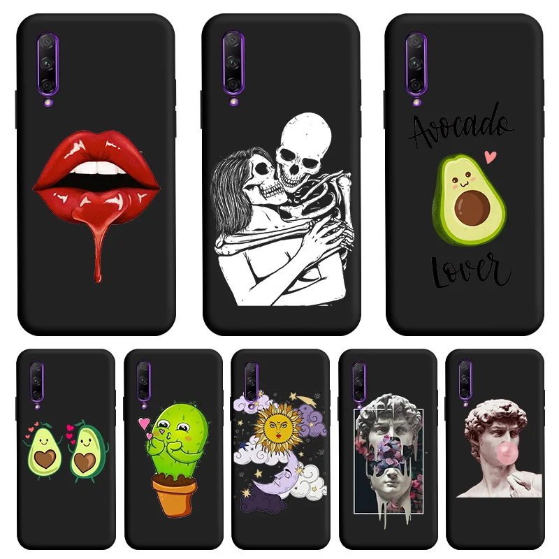 

Personality Black Fashion Phone Case For Honor 9X Pro Case Silicone Soft TPU Shell For Honor P Smart Pro 2019 Colorful Cover