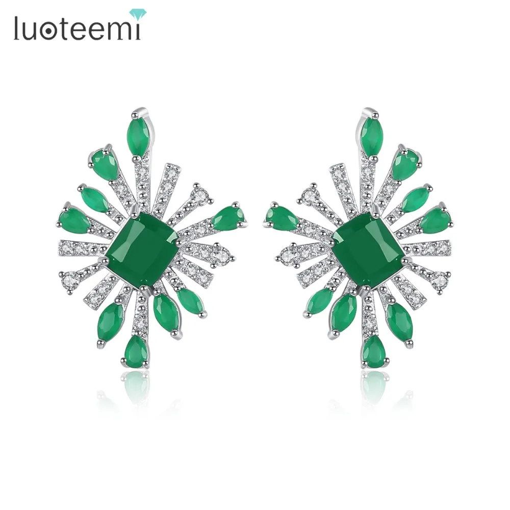 Изысканные дизайнерские серьги LUOTEEMI для женщин Свадебная вечеринка Роскошный CZ