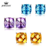 ml natural citrineamethysttopaz 18k pure gold earring real au 750 solid gold earrings diamond trendy hot sell new 2020