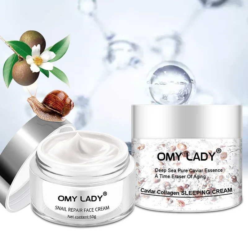 

Omy LADY Snail Repair Face Cream With Caviar Collagen Sleeping Cream Moisturizing Hydrating Anti-Wrinkle Facial Care