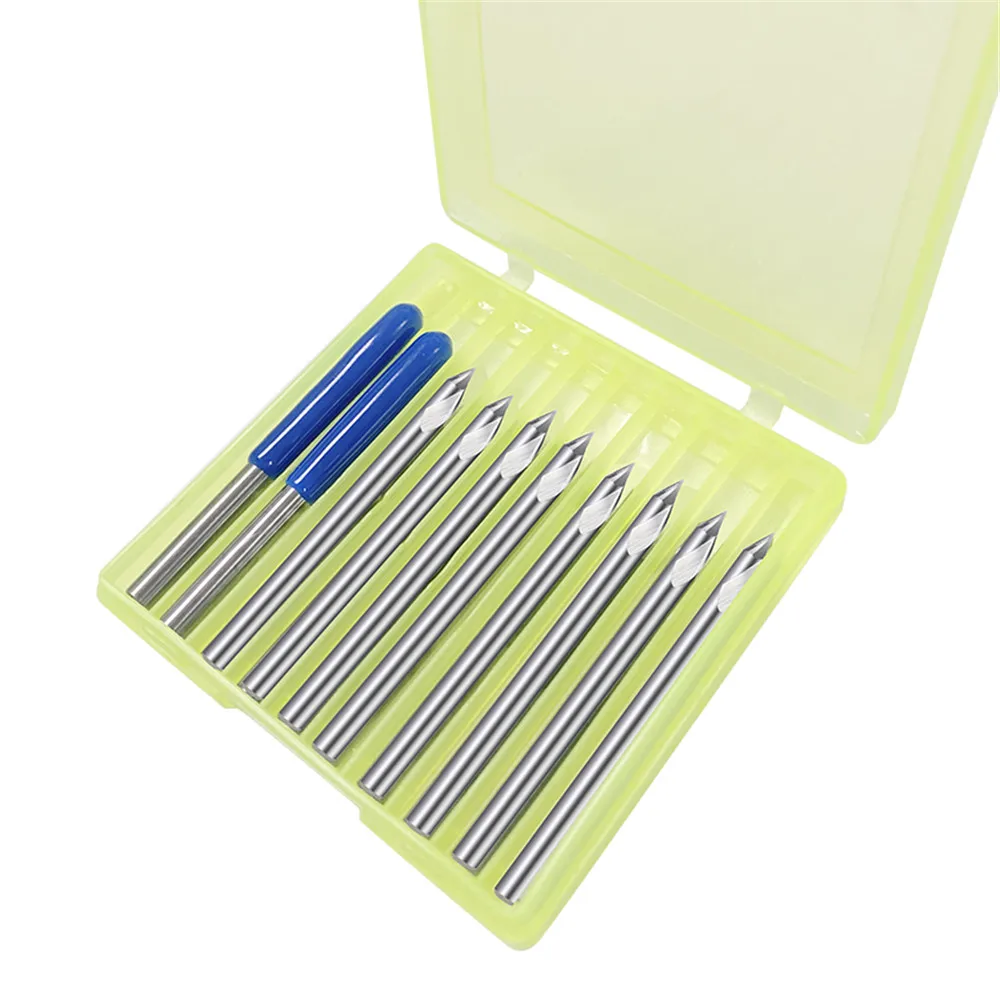 

engraving bit 3.175mm shank end mill 20/30/45/60 degrees tip 0.1 0.2 0.3mm carbide 3d milling bit