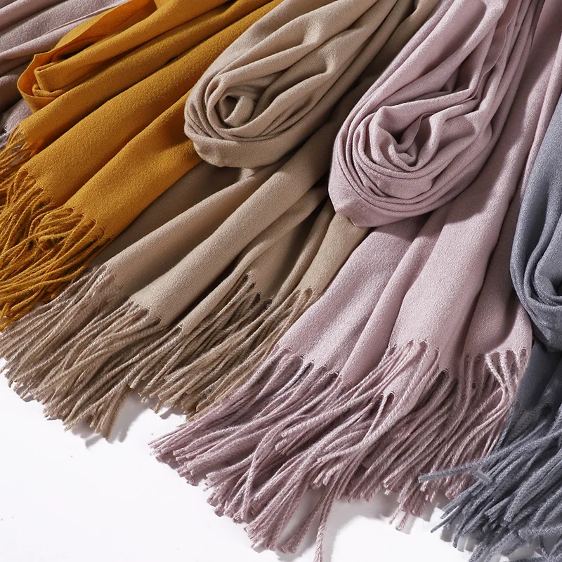 

Winter Cashmere Scarf Women Keep Warm Bufandas Cachecol Cotton Scarves Men New Lady Tassel Scarf Gifts