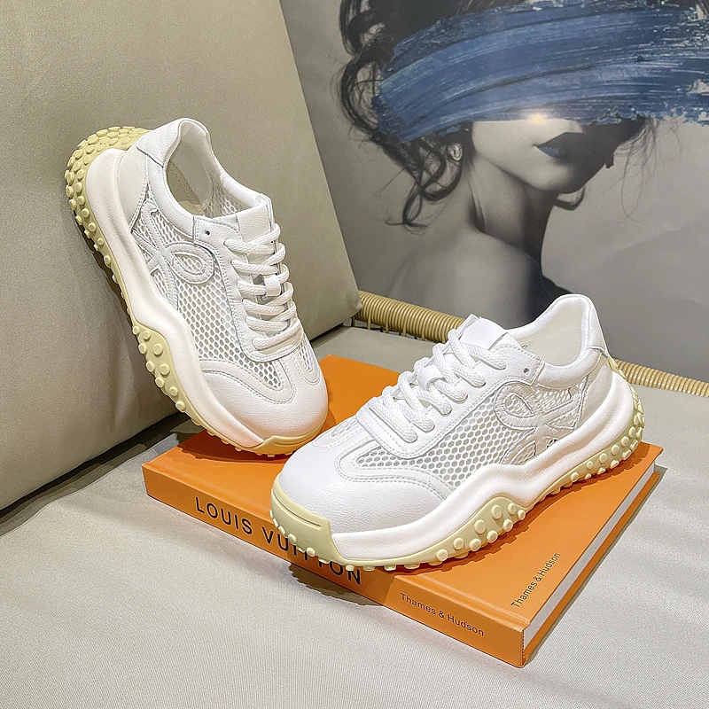 

Summer Mesh Sneakers Women Platform Shoes Fashion Casual Sport Ladies Trainer Chunky White Sneakers Woman Basket Femme