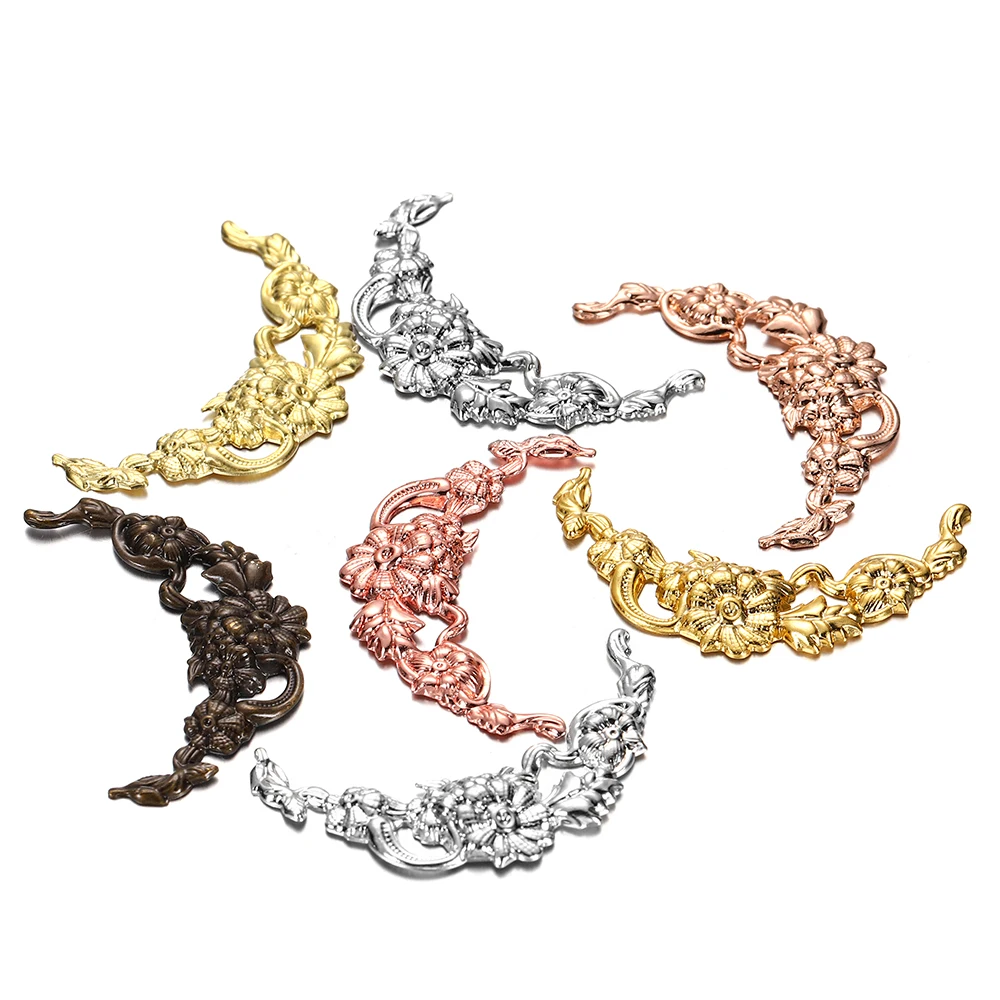 

50pcs/Lot 40mm Metal Brass Charms Stamping Floating Crescent Flower Material For DIY Handmade Jewelry Making Pendant Accessories