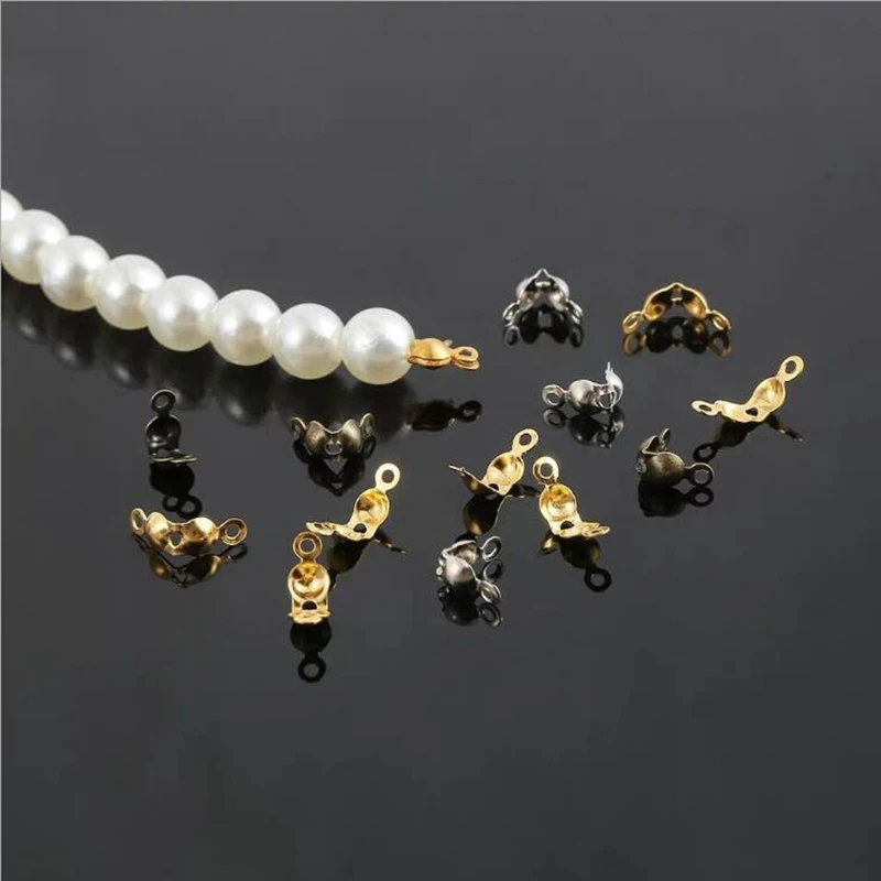 200 шт./лот 7*4 мм золото шариковая цепь Разъем застежками скуфейки Конец Crimps Бисер