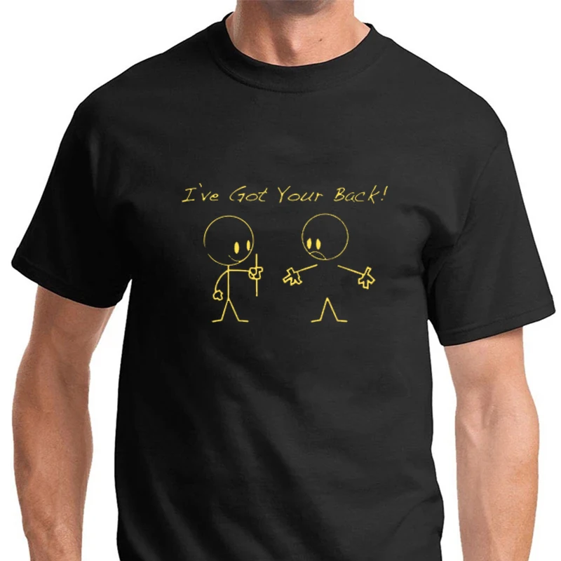 

Funny I've Got Your Back Stick Figure Graphic Printed T Shirts Letters O-neck Cotton Male Short Sleeve Fashion Casual Summer Tee