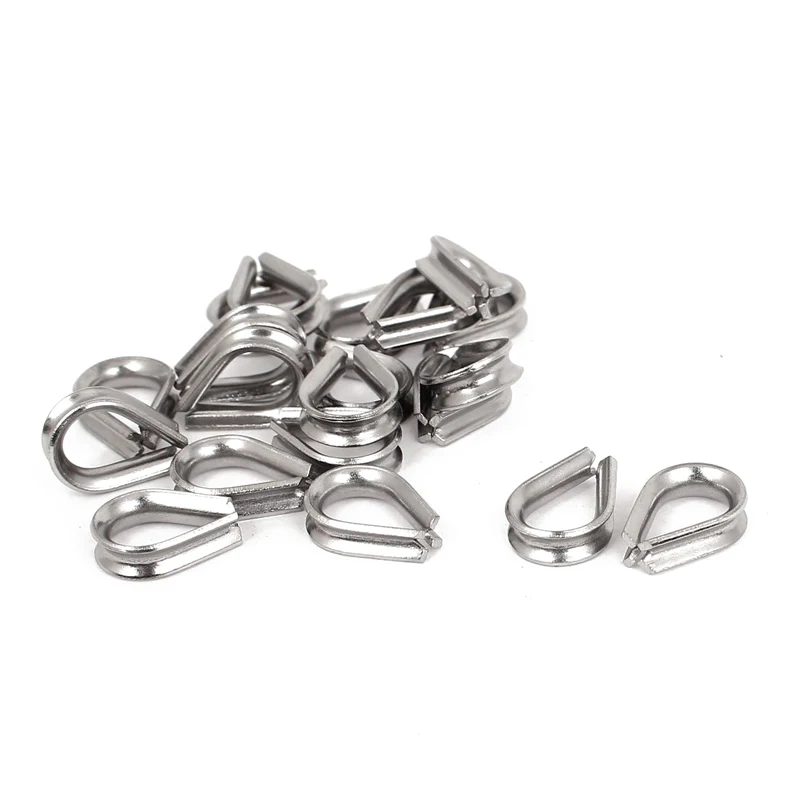 

Stainless Steel 2mm Wire Rope Cable Thimbles Silver Tone 20 Pcs
