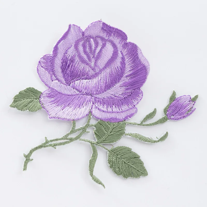 

Colorful Rose embroidered Patches for Clothing iron on Embroidery Stickers Clothing Applique flowers Decoration Badge parche