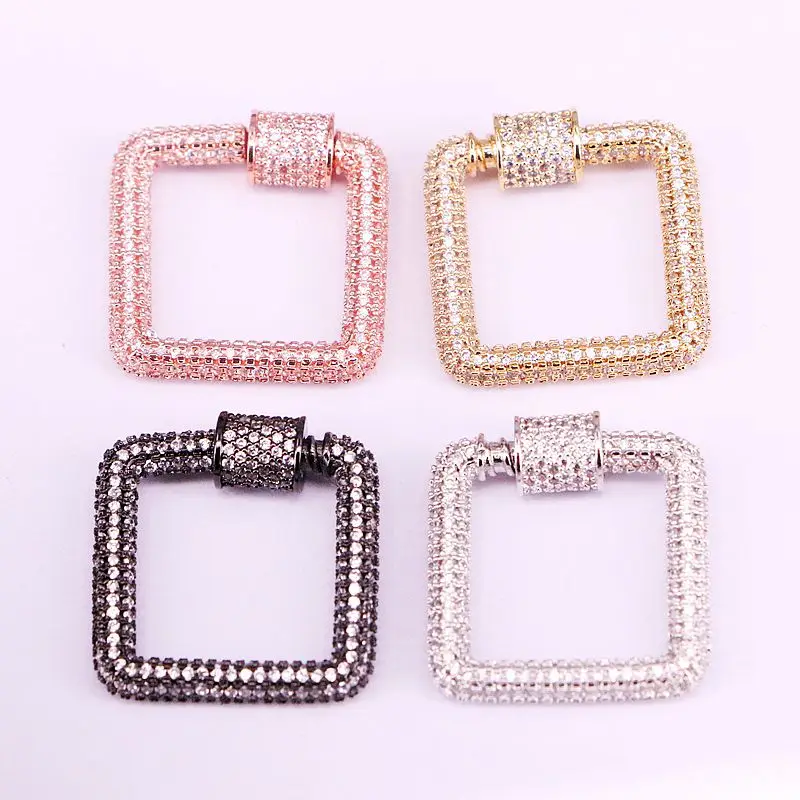 3 шт., Micro Pave CZ Квадратной Формы Кристалл циркония Застежка карабин, Pave ЗАМОК, ожерелье хлопки, ювелирных изделий