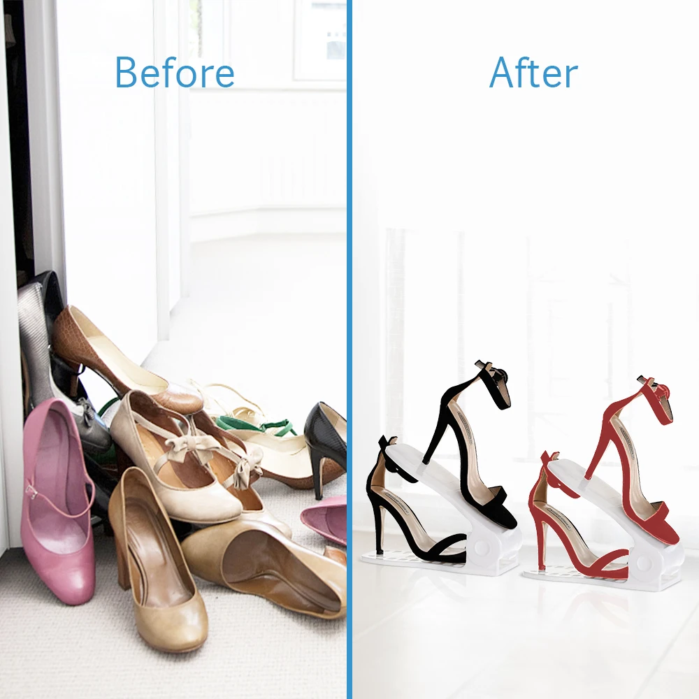 2 шт. регулируемый органайзер для обуви шкаф двойная стойка хранения держатели