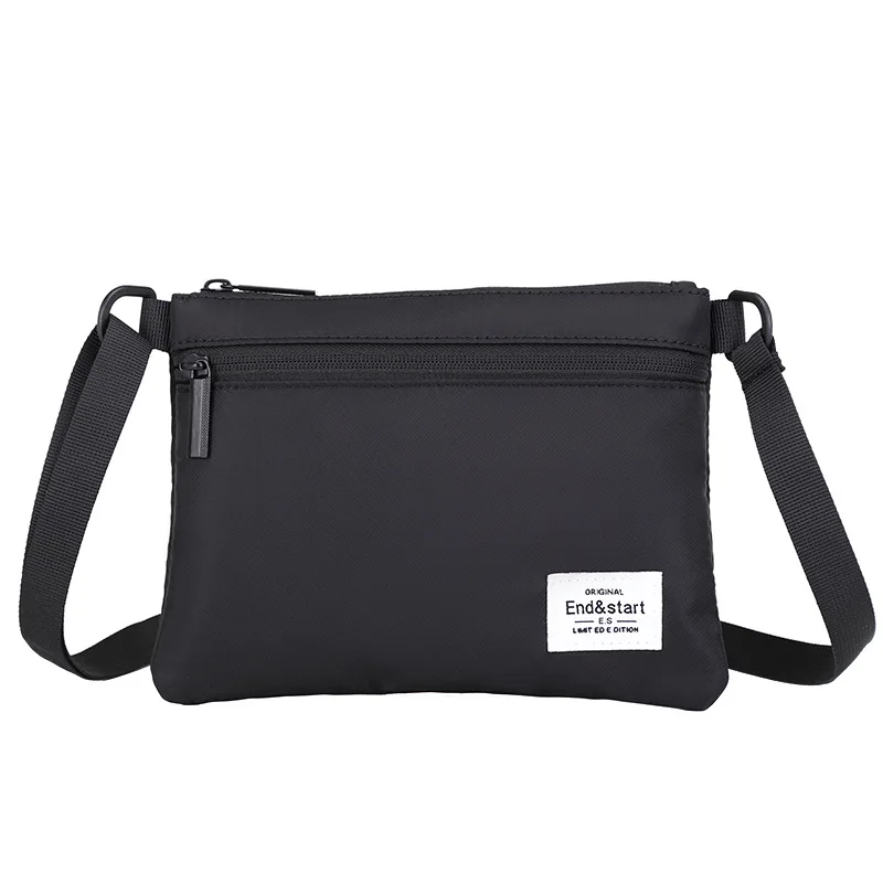 Thin Shoulder Bags Men Boys Black Messenger Strong Fabric Bags Brief Phone Minimalism Style Cross Body Bags Multifunction