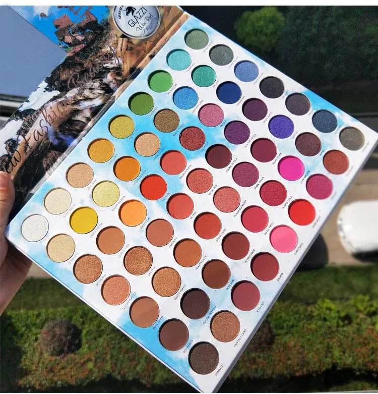 Летняя палитра цветных теней для век 63 Цвета матовые мерцающие блестящие яркие