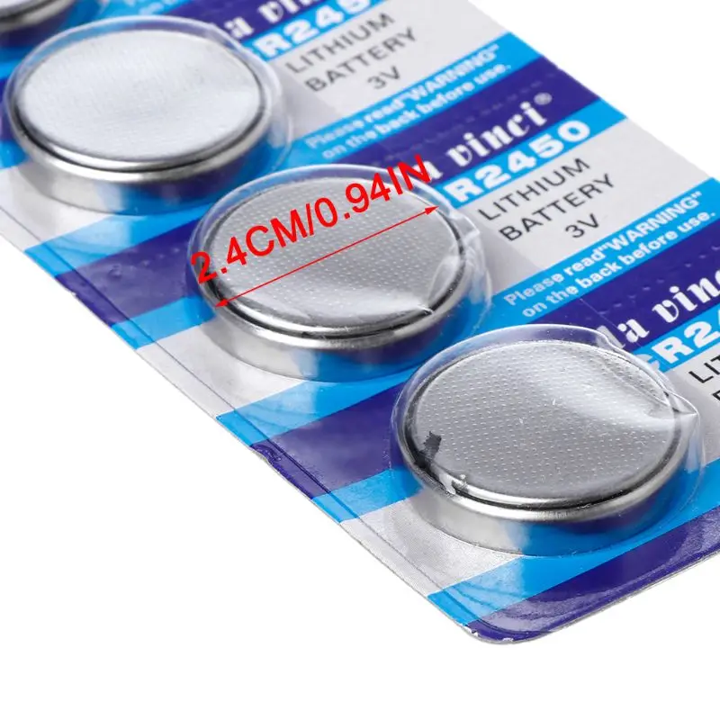 5PCS Button Battery CR2450 Electronic Lithium Coin Cell Batteries 3V KCR2450 5029LC LM2450 Watch Toy Remote B85B | Электроника