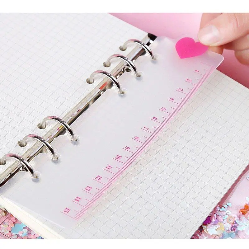 2pcs/lot 6 Holes PVC Spiral Binder Rulers for A5 A6 Loose-leaf Notebook Divider Planner Accessories Students Ruler