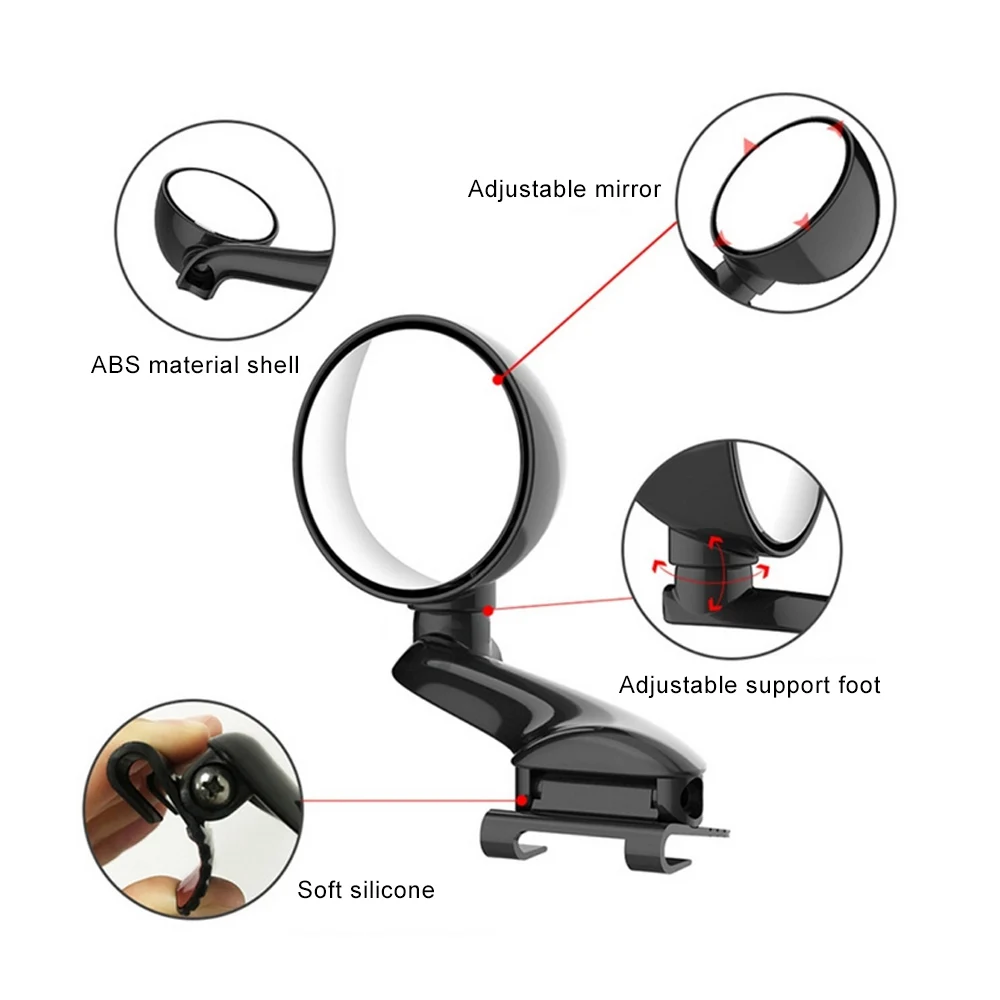 

Auxiliary Rearview Clear View Car Front view mirror for Car Vehicle Side Blindspot Blind Spot 360 Rotation Adjustable