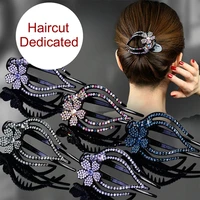 rhinestone flower hairpin acrylic duckbill clip hair claw female floral barrettes hair clips for women headwear